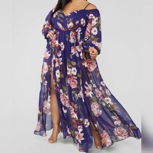 Fashion Nova A Beautiful Creation Womens Maxi Dress size 1x Blue